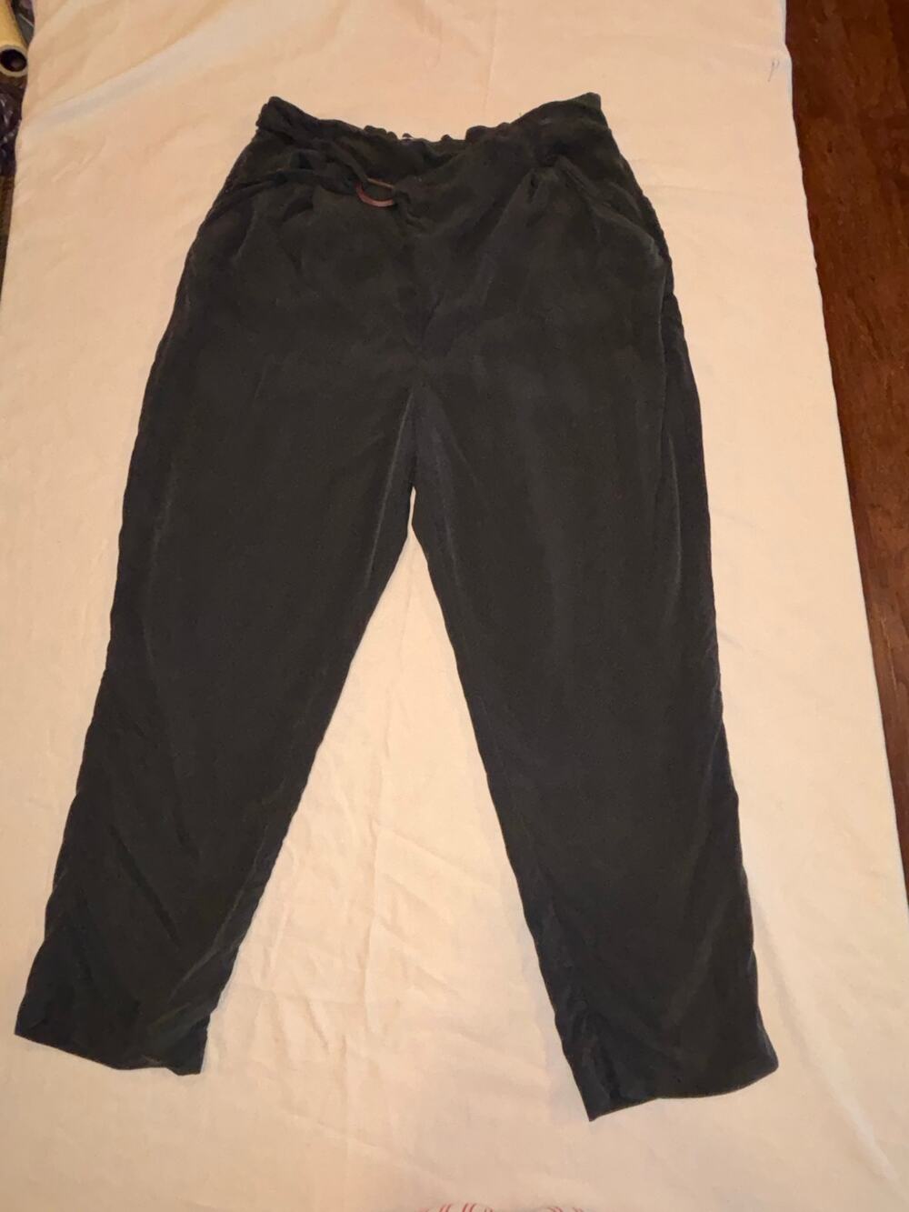 Anthropologie Black D-Ring Tie Waist Pants Size Large